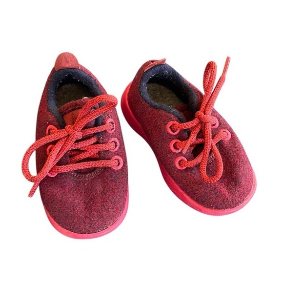 Allbirds Smallbirds Wool Runners Sneakers Natural Red Wine Color Toddler Size T5 - Picture 1 of 9